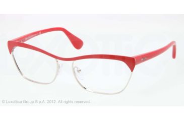 Image of Prada PORTRAIT PR57QV Progressive Prescription Eyeglasses LAT1O1-56 - Red/Silver Frame