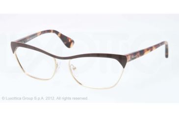 Image of Prada PORTRAIT PR57QV Progressive Prescription Eyeglasses QE61O1-56 - Brown/pale Gold Frame
