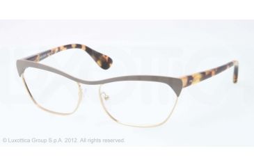 Image of Prada PORTRAIT PR57QV Progressive Prescription Eyeglasses QE71O1-56 - Beige/pale Gold Frame