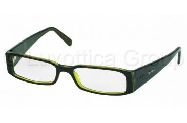 Image of Prada PR 10FV Eyeglasses Styles - Tortse-Green Frame w/Non-Rx 49 mm Diameter Lenses, 3AY1O1-4916