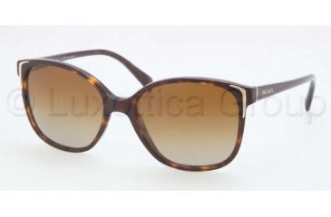 Image of Prada PR01OS Sunglasses 2AU6E1-5517 - Havana Frame, Polarized Brown Gradient Lenses