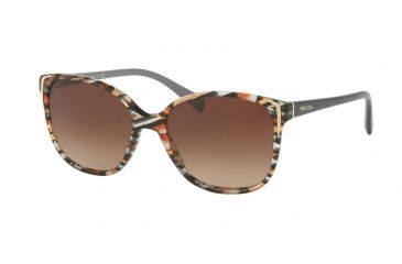 Image of Prada PR01OS Sunglasses CO56S1-55 - Havana/ears Avio Blue Frame, Brown Gradient Lenses