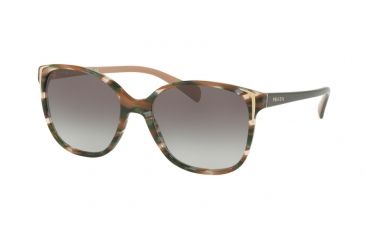 Image of Prada PR01OS Sunglasses CXY0A7-55 - Havana/green Brown Ear Frame, Grey Gradient Lenses