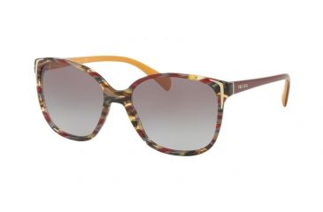 Image of Prada PR01OS Sunglasses TH63E2-55 - Havana/ears Bord Yellow Frame, Grey Gradient Grey Lenses