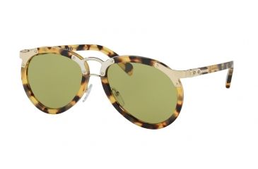 Image of Prada PR01TS Sunglasses 7S04K2-56 - Light Havana Frame, Green Lenses
