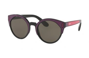 Image of Prada PR03US Single Vision Prescription Sunglasses, 53mm, Black/bordeaux/fuxia, PR03US-SSA5S2-53-SV