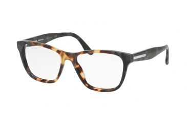 Image of Prada PR04TV Progressive Prescription Eyeglasses U6M1O1-52 - Medium Havana/spotted Green Frame