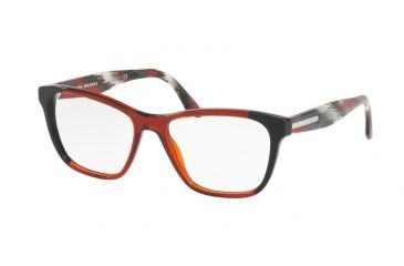 Image of Prada PR04TV Progressive Prescription Eyeglasses VYO1O1-52 - Black/bordeaux/black Frame