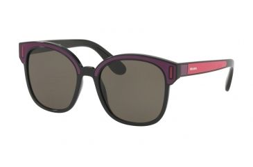 Image of Prada PR05US Single Vision Prescription Sunglasses, 53mm, Black/bordeaux/fuxia, PR05US-SSA5S2-53-SV