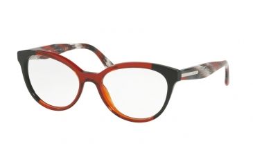 Image of Prada PR05UVF Single Vision Prescription Eyeglasses VYO1O1-54 - Black/bordeaux/black Frame