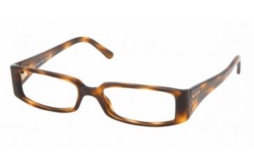 Image of Prada PR06LV Progressive Eyeglasses - Walnut Demo Lens Frame w/ 50 mm Diameter Lenses, 7WX1O1-5016