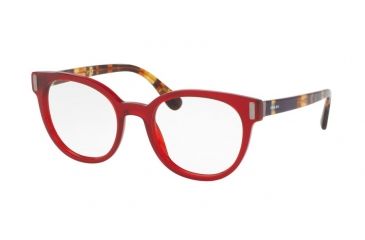 Image of Prada PR06TVF Eyeglass Frames ACB1O1-52 - Transparent / Red Frame