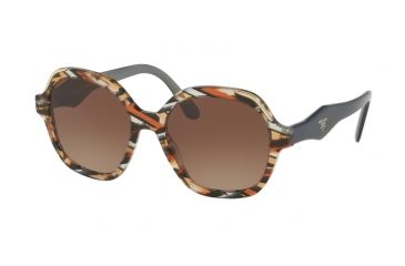 Image of Prada PR06USF Sunglasses CO56S1-54 - Havana/ears Avio Blue Frame, Brown Gradient Lenses