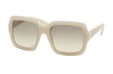 Image of Prada PR07RS Sunglasses TKO3H2-56 - Opal Ivory/Matte Ivory Frame, Light Brown Grad Light Green Lenses