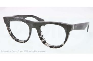 Image of Prada PR08QV Progressive Prescription Eyeglasses QE21O1-50 - Mimetic Black/gray Transp Frame