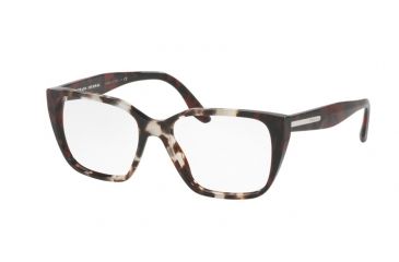 Image of Prada PR08TV Bifocal Prescription Eyeglasses U6K1O1-51 - Spotted Op Brown/spotted Red Frame