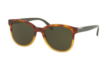Image of Prada PR08USF Sunglasses NKO4J1-54 - Havana Gradient Yellow Frame, Dark Green Lenses