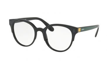 Image of Prada PR08UVF Single Vision Prescription Eyeglasses 07E1O1-52 - Black/grey/yellow Frame