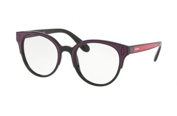 Image of Prada PR08UVF Single Vision Prescription Eyeglasses SSA1O1-52 - Black/bordeaux/fuxia Frame