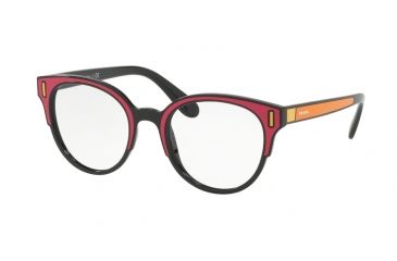 Image of Prada PR08UVF Single Vision Prescription Eyeglasses SVS1O1-52 - Black/fuxia/yellow Frame