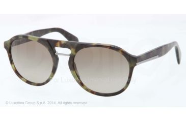 Image of Prada PR09PS Sunglasses NAJ1X1-54 - Matte Green Havana Frame, Brown Gradient Lenses