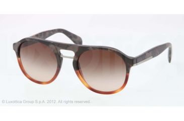 Image of Prada PR09PS Sunglasses QE16S1-54 - Mimetic Brown/Mt Brown Transp Frame, Brown Gradient Lenses