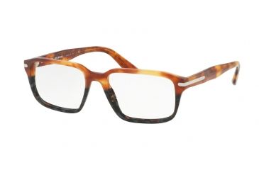 Image of Prada PR09TVF Progressive Prescription Eyeglasses UFN1O1-55 - Light Havana/spotted Grey Frame