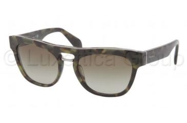 Image of Prada PR10PS Sunglasses NAJ1X1-5419 - Matte Green Havana Frame, Brown Gradient Lenses