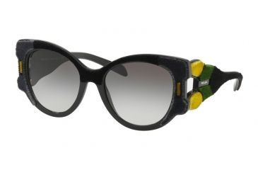 Image of Prada PR10US Single Vision Prescription Sunglasses PR10US-32V0A7-54 - Lens Diameter 54 mm, Frame Color Black/green/yellow