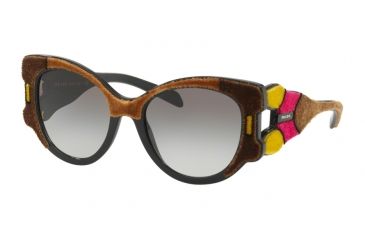 Image of Prada PR10US Single Vision Prescription Sunglasses PR10US-SRJ0A7-54 - Lens Diameter 54 mm, Frame Color Brown/yellow/pink