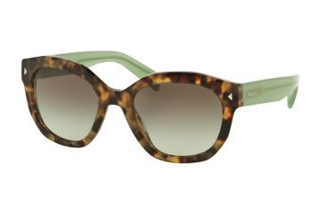 Image of Prada PR12SSF Sunglasses UEZ4K1-53 - Spotted Brown Green Frame, Green Gradient Grey Lenses