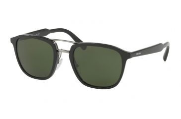 Image of Prada PR12TS Sunglasses 1AB1I0-54 - Black Frame, Green Lenses