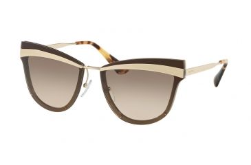 Image of Prada PR12US Sunglasses KJM3D0-65 - Sand Pale Gold/brown Frame, Brown Gradient Grey Lenses