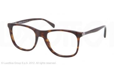 Image of Prada PR13PV Progressive Prescription Eyeglasses 2AU1O1-52 - Havana Frame, Demo Lens Lenses