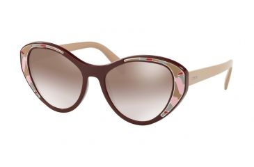 Image of Prada PR14US Sunglasses LJ84O0-55 - Bordeaux Frame, Gradient Brown Mirror Silver Lenses