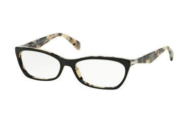 Image of Prada PR15PVA Eyeglass Frames ROK1O1-53 - Top Black/white Havana Frame