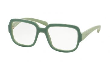 Image of Prada PR15RV Eyeglass Frames TKQ1O1-53 - Opal Dark Green On Green Frame
