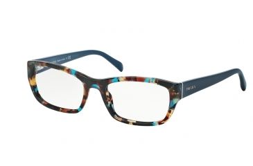 Image of Prada PR18OV Prescription Eyeglasses NAG1O1-54 - Havana Spotted Blue Frame