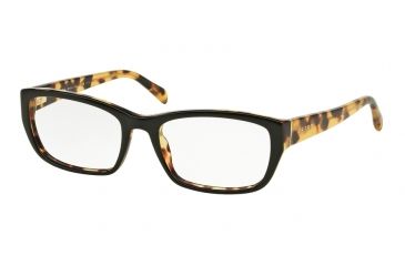 Image of Prada PR18OV Prescription Eyeglasses NAI1O1-52 - Top Black/Medium Havana Frame