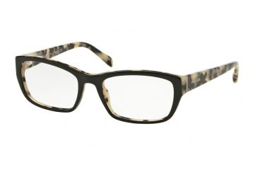 Image of Prada PR18OV Prescription Eyeglasses ROK1O1-54 - Top Black/white Havana Frame