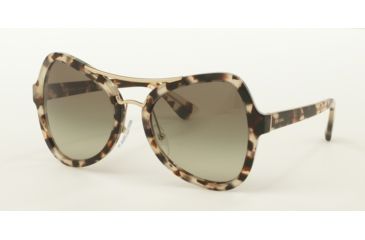 Image of Prada PR18SS Sunglasses UAO4K1-55 - Spotted Opal Brown Frame, Green Gradient Lenses