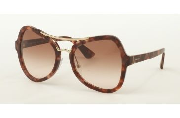 Image of Prada PR18SS Sunglasses UE00A6-55 - Spotted Brown Pink Frame, Brown Gradient Pink Lenses