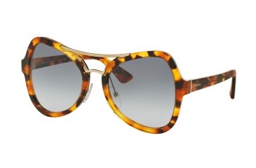 Image of Prada PR18SS Sunglasses UF34R2-55 - Spotted Havana Frame, Blue Gradient Lenses