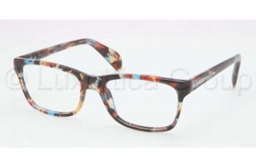Image of Prada PR19PV Bifocal Prescription Eyeglasses NAG1O1-5318 - Havana Spotted Blue Frame, Demo Lens Lenses
