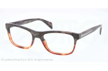 Image of Prada PR19PV Bifocal Prescription Eyeglasses QE11O1-53 - Mimetic Bronw/brown Transp Frame