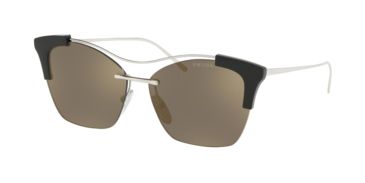 Image of Prada PR21US Sunglasses GAQ1C0-56 - Silver Frame, Light Brown Mirror Gold Lenses
