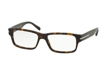 Image of Prada PR22RV Single Vision Prescription Eyeglasses HAQ1O1-52 - Matte Havana Frame