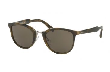 Image of Prada PR22SS Sunglasses U6A5S2-52 - Striped Green Frame, Brown Lenses