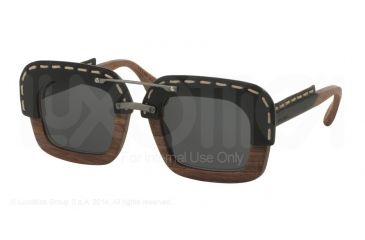 Image of Prada PR26RS Sunglasses UA61A1-51 - Nut Canaletto/black Leather Frame, Grey Gradient Lenses