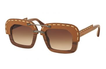 Image of Prada PR26RS Sunglasses UA76S1-51 - Nut Canaletto/brown Leather Frame, Brown Gradient Lenses